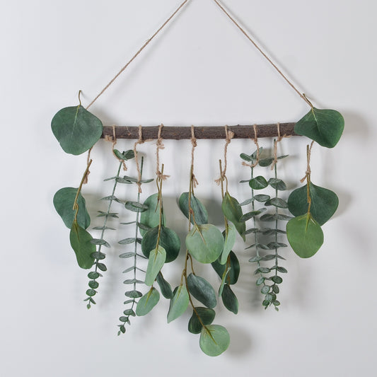 Color: I - Log Wall Hanging Green Plant Eucalyptus Leaf Artificial Fern Leaf